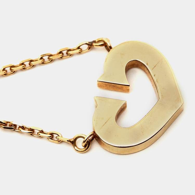 Pre Owned Cartier C de Cartier Heart 18k Yellow Gold Necklace