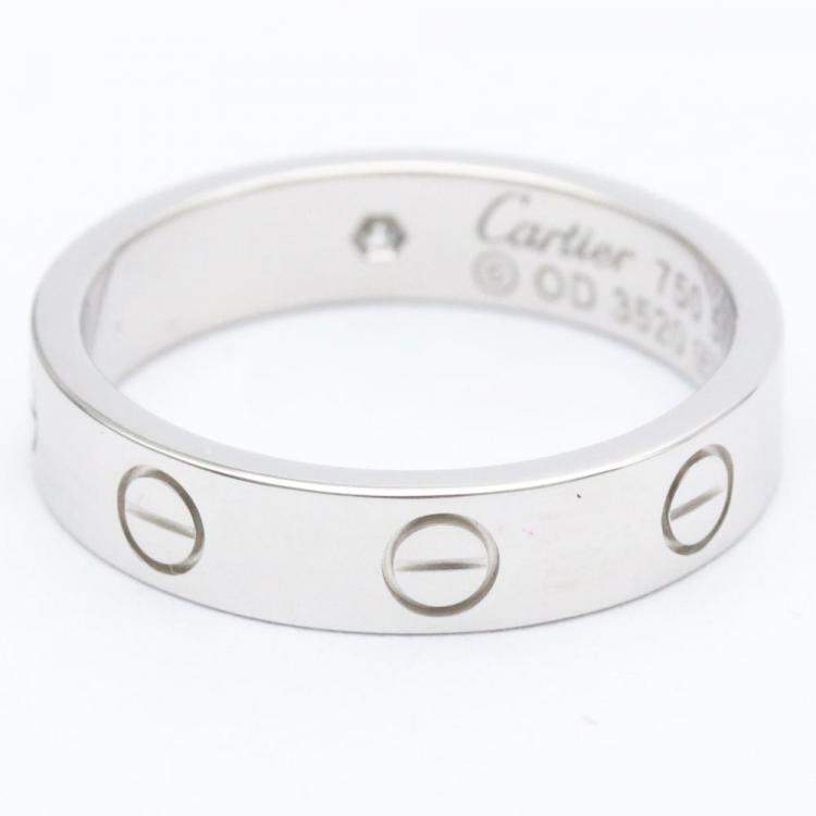Pre Owned Cartier Love 18K White Gold Diamond Ring EU 51