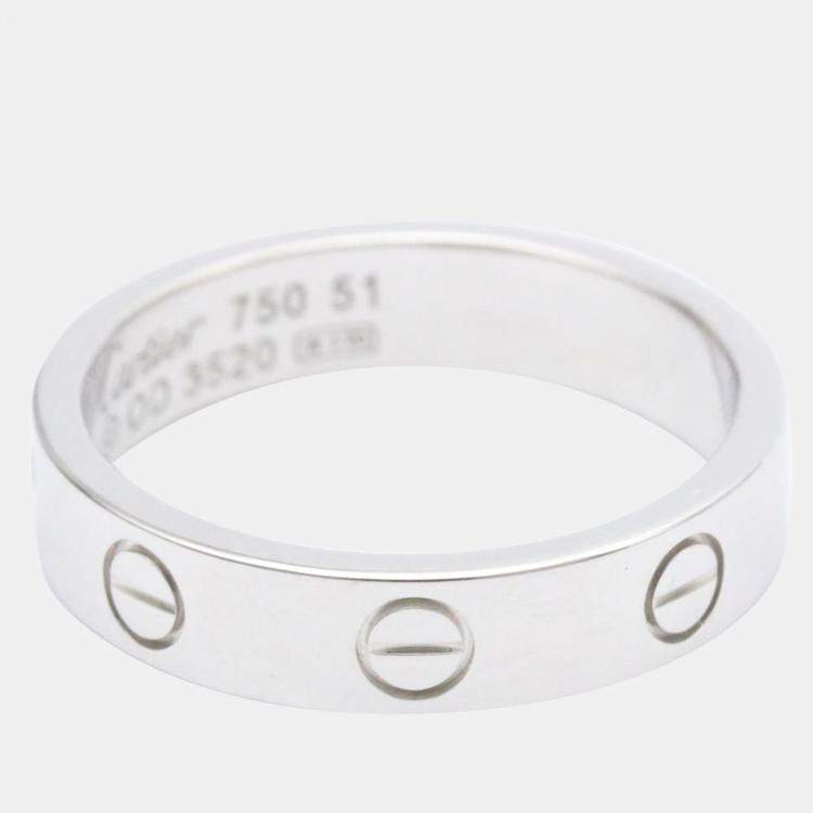 Pre Owned Cartier Love 18K White Gold Diamond Ring EU 51