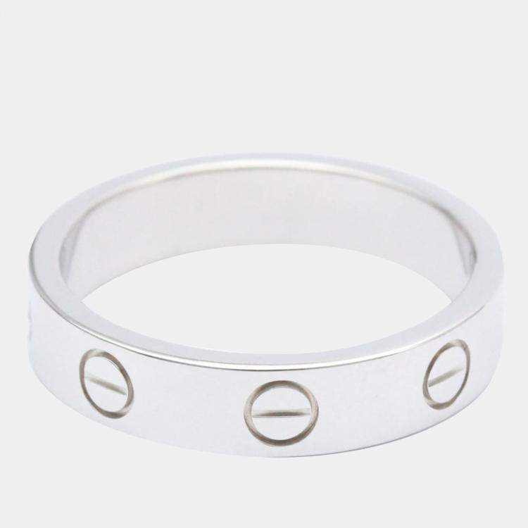 Pre Owned Cartier Love 18K White Gold Diamond Ring EU 51