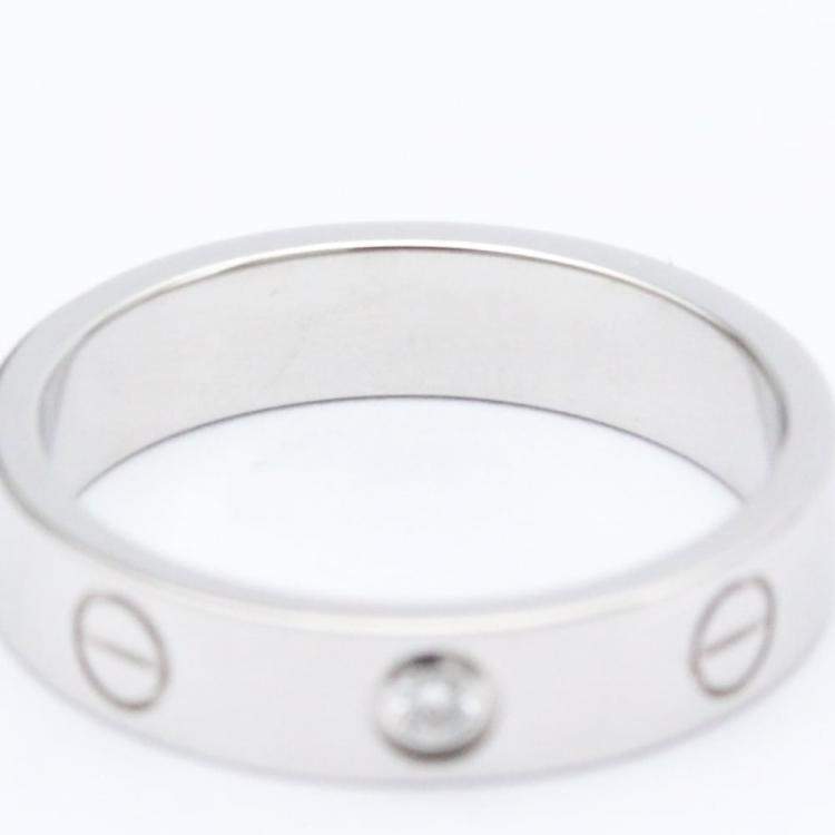 Pre Owned Cartier Love 18K White Gold Diamond Ring EU 51