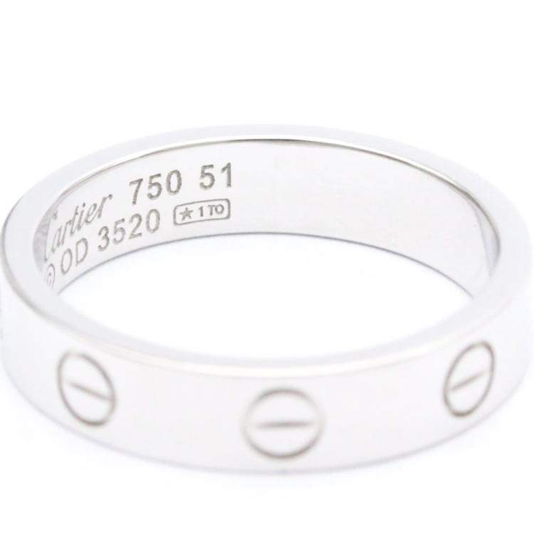 Pre Owned Cartier Love 18K White Gold Diamond Ring EU 51