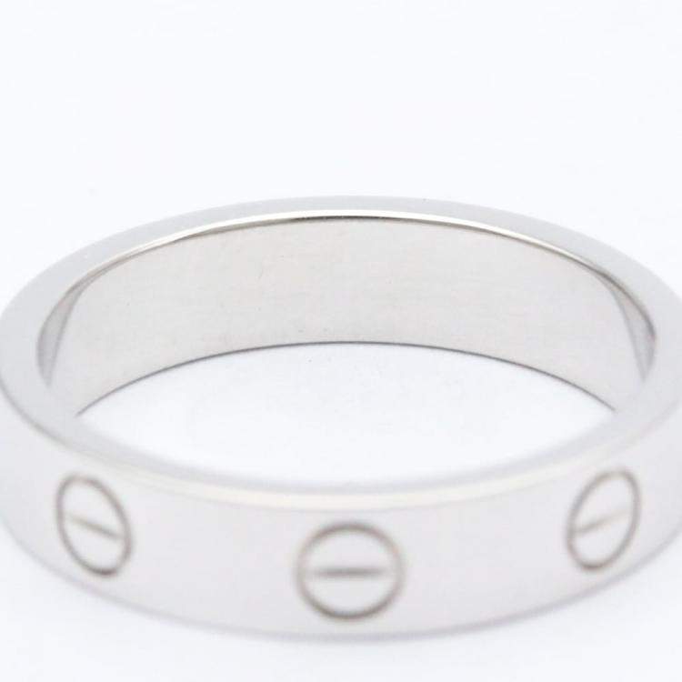 Pre Owned Cartier Love 18K White Gold Diamond Ring EU 51