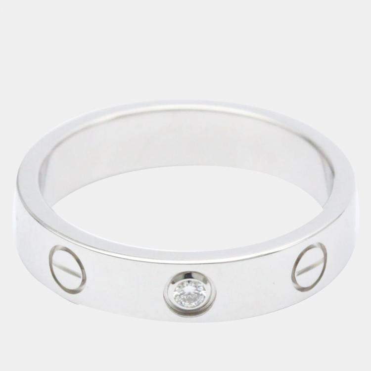 Pre Owned Cartier Love 18K White Gold Diamond Ring EU 51