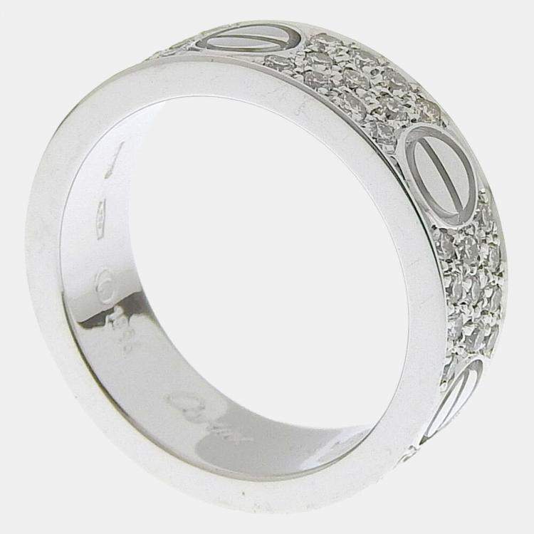 مملوكة مسبقًا Cartier Vintage Love 18K White Gold Diamond Ring EU 48