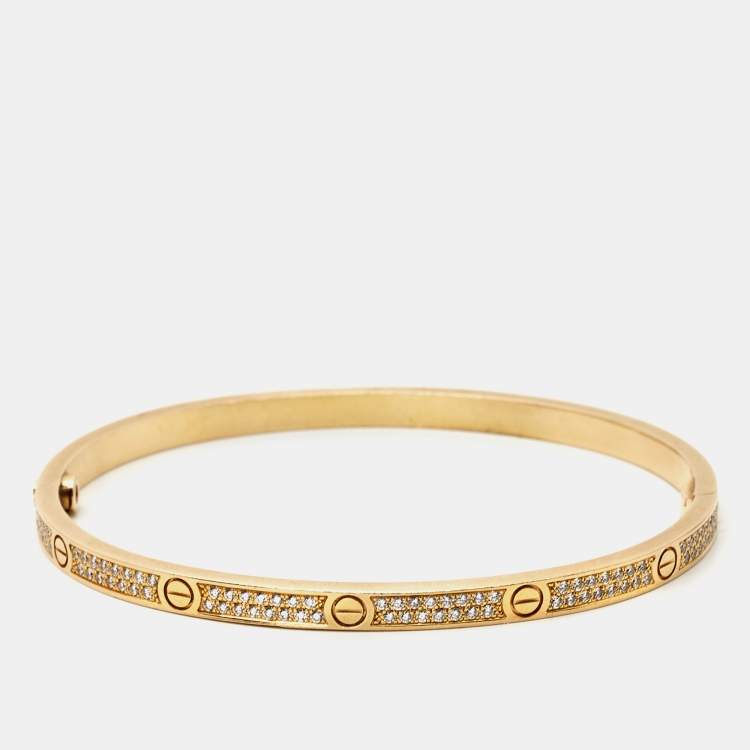 مملوكة مسبقًا Cartier Love Diamonds 18k Yellow Gold Small Model Bracelet 17