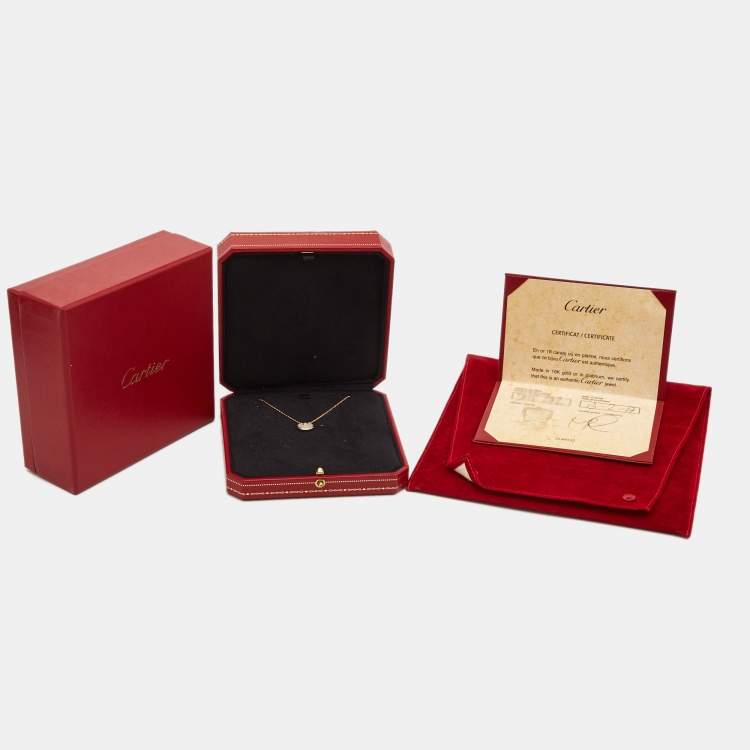 Pre Owned Cartier Amulette De Cartier Mother of Pearl Diamond 18k Yellow Gold XS Model Necklace