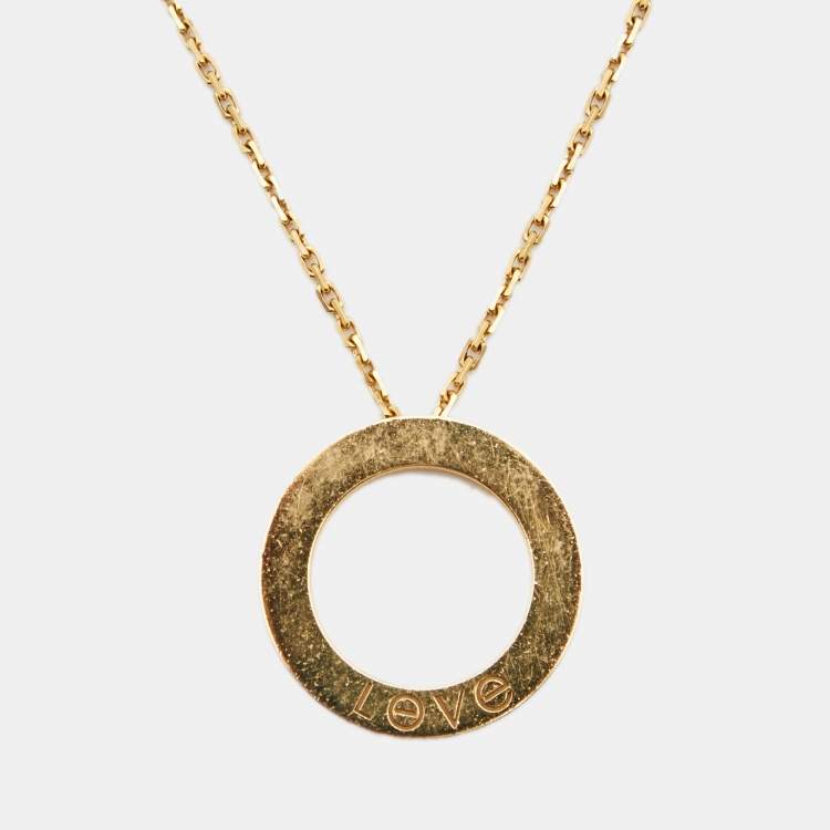 Pre Owned Cartier Love 3 Diamonds 18k Yellow Gold Necklace 