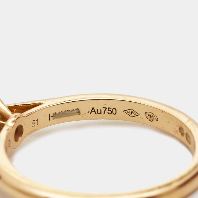 Pre Owned Cartier 1895 Diamond 18k Yellow Gold Solitare Ring Size 51