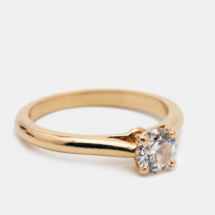Pre Owned Cartier 1895 Diamond 18k Yellow Gold Solitare Ring Size 51