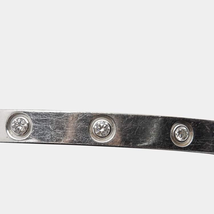 مملوكة مسبقًا Cartier Love 10 Diamonds 18k White Gold Bangle Bracelet 17