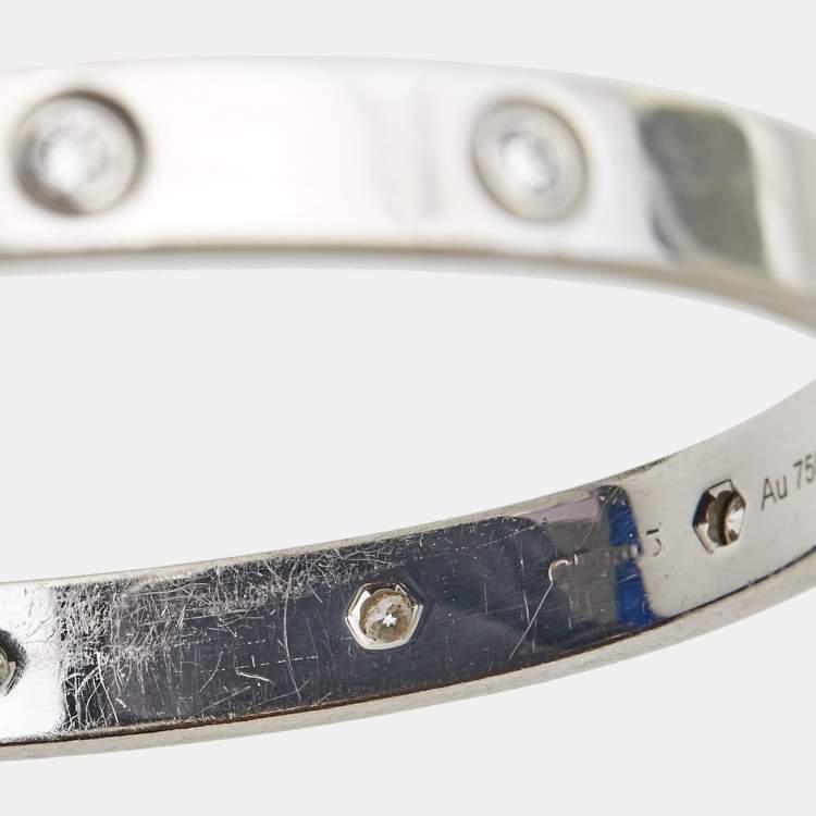 مملوكة مسبقًا Cartier Love 10 Diamonds 18k White Gold Bangle Bracelet 17
