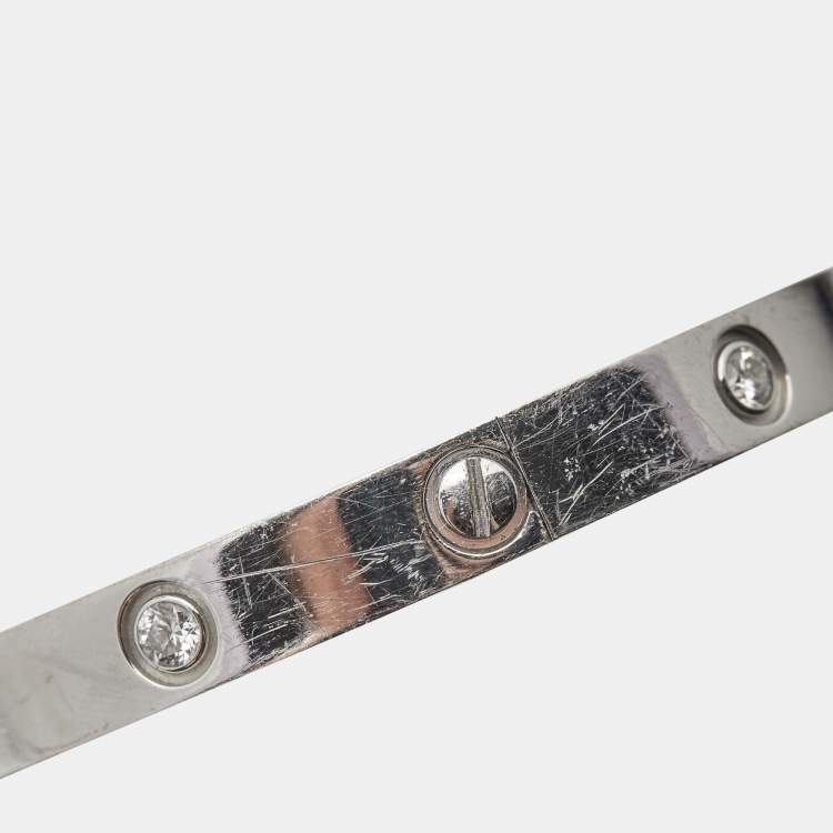 مملوكة مسبقًا Cartier Love 10 Diamonds 18k White Gold Bangle Bracelet 17