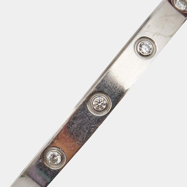 مملوكة مسبقًا Cartier Love 10 Diamonds 18k White Gold Bangle Bracelet 17