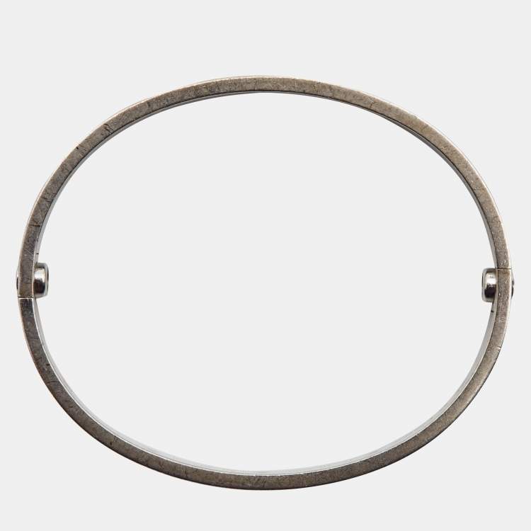 مملوكة مسبقًا Cartier Love 10 Diamonds 18k White Gold Bangle Bracelet 17