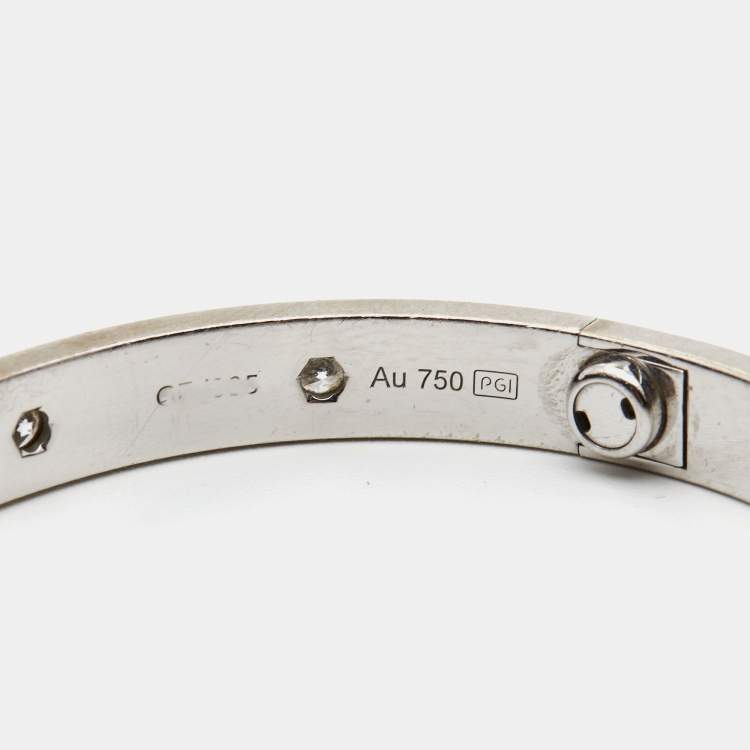 مملوكة مسبقًا Cartier Love 10 Diamonds 18k White Gold Bangle Bracelet 17