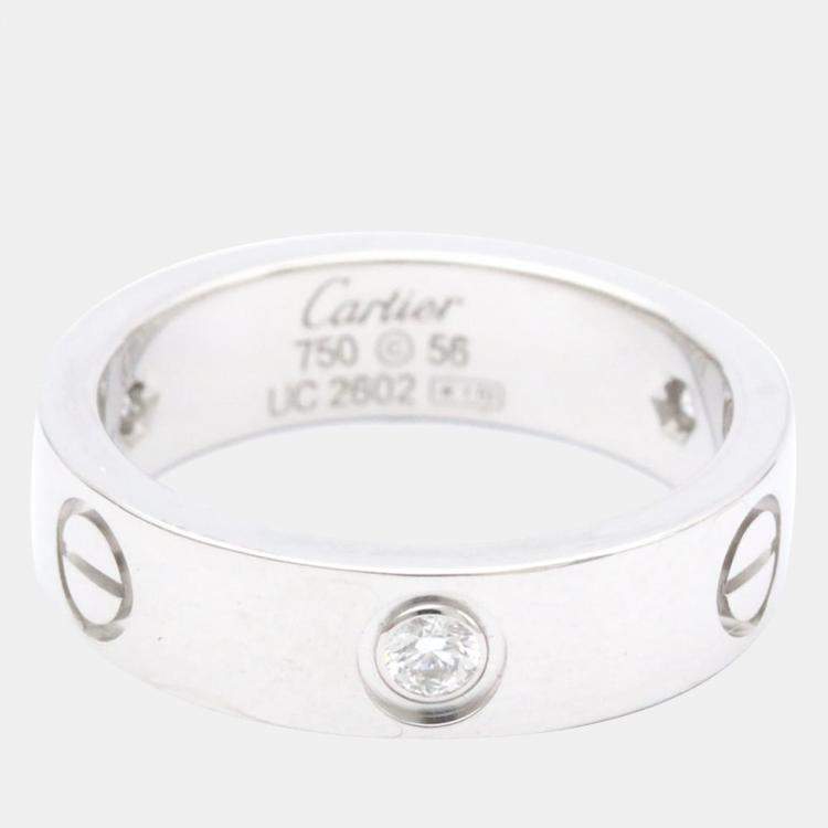 Pre Owned Cartier Love 18K White Gold Diamond Ring EU 56