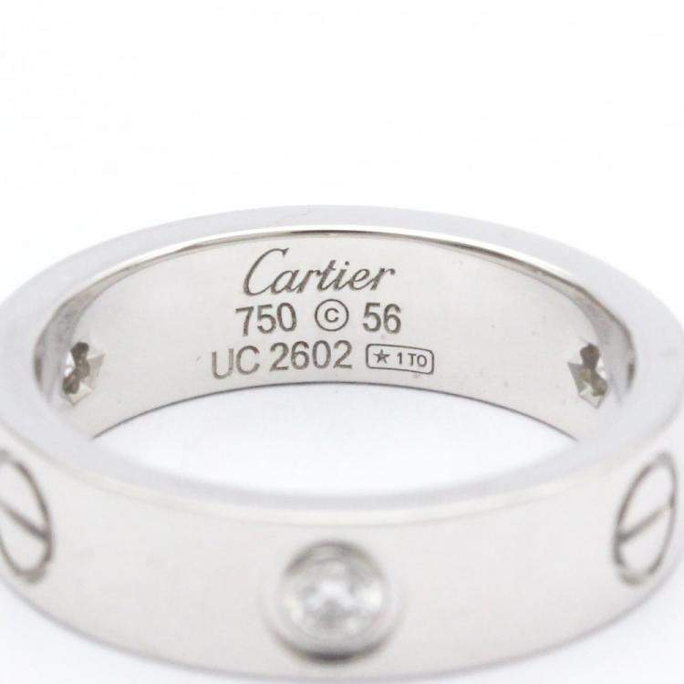 Pre Owned Cartier Love 18K White Gold Diamond Ring EU 56