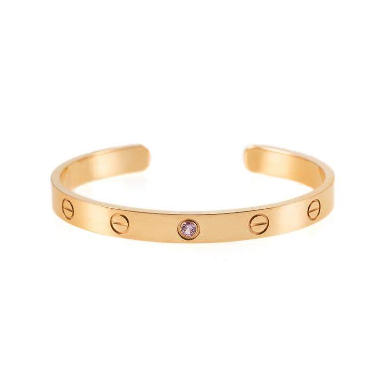 Pre Owned Cartier Rose Gold Love Bangle with Sapphire Size 17