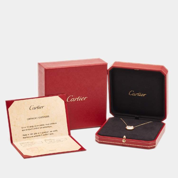 Pre Owned Cartier Amulette De Cartier Mother of Pearl Diamond 18k Yellow Gold Small Model Necklace