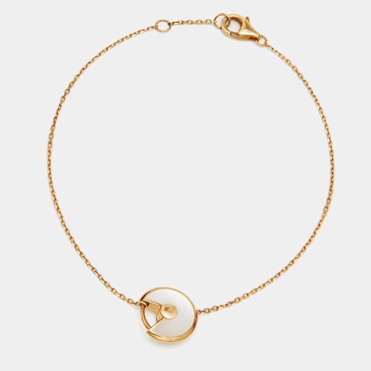 مملوكة مسبقًا Cartier Amulette de Cartier Mother of Pearl Diamond 18k Yellow Gold XS Model Bracelet