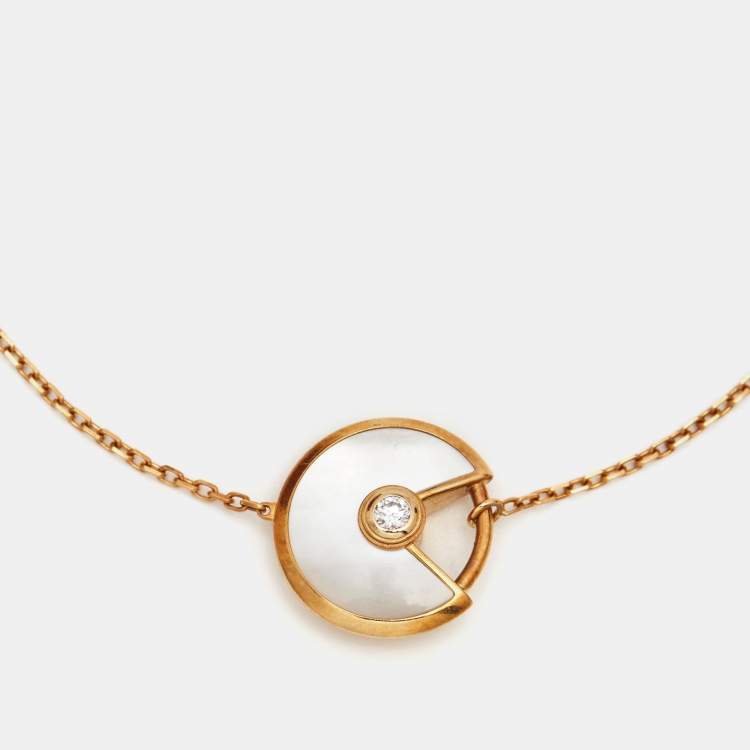 مملوكة مسبقًا Cartier Amulette de Cartier Mother of Pearl Diamond 18k Yellow Gold XS Model Bracelet