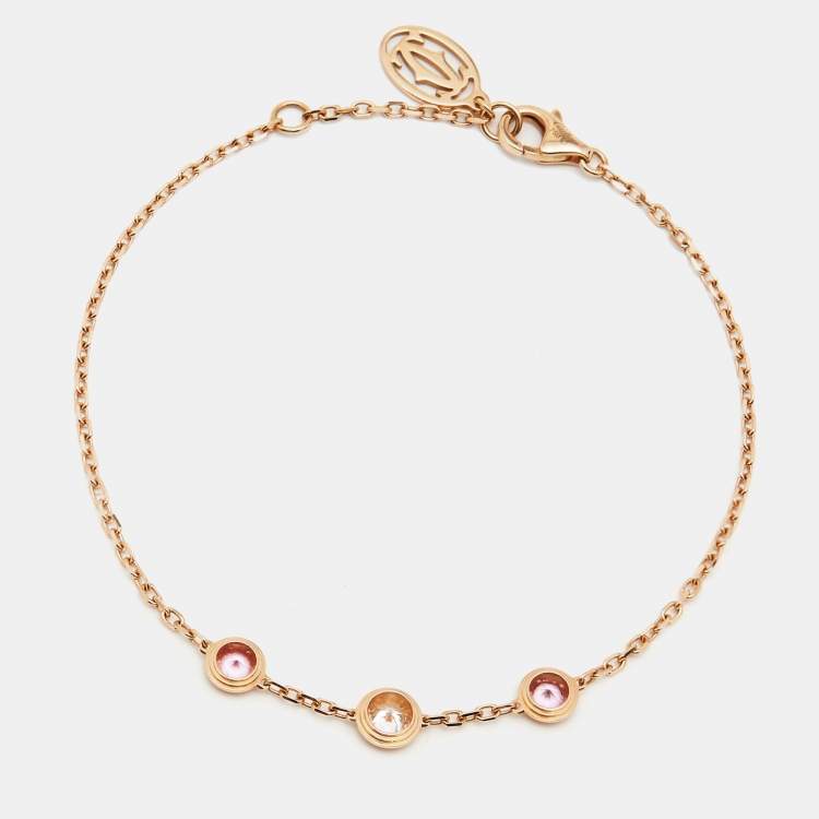 مملوكة مسبقًا Cartier D'Amour Diamond Pink Sapphire 18k Rose Gold Bracelet