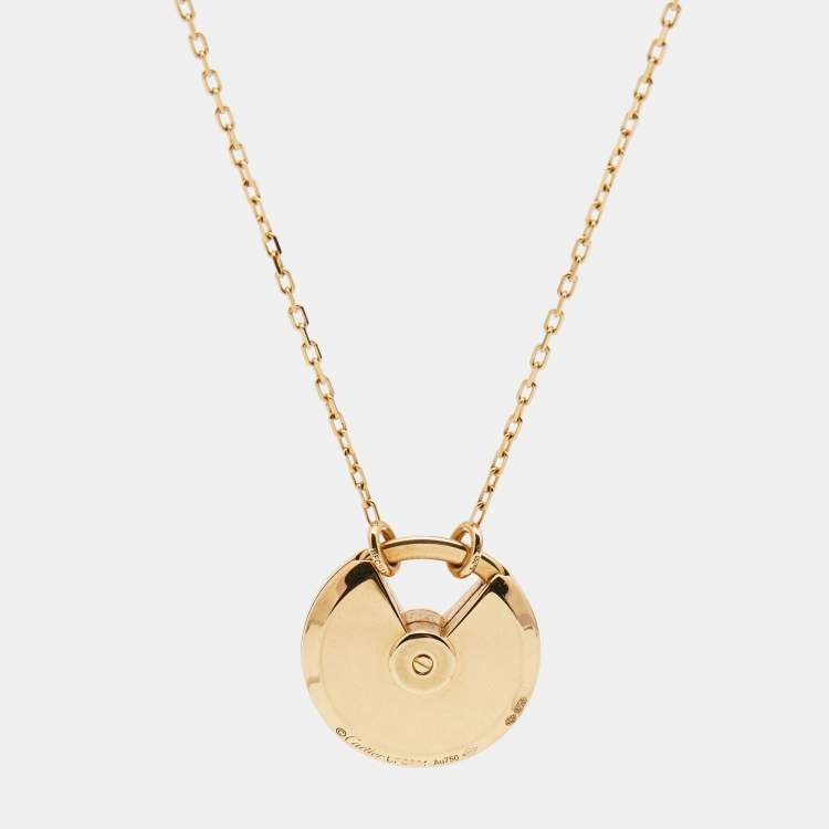 Pre Owned Cartier Amulette De Cartier Lapis Lazuli Diamond 18k Yellow Gold Small Model Necklace