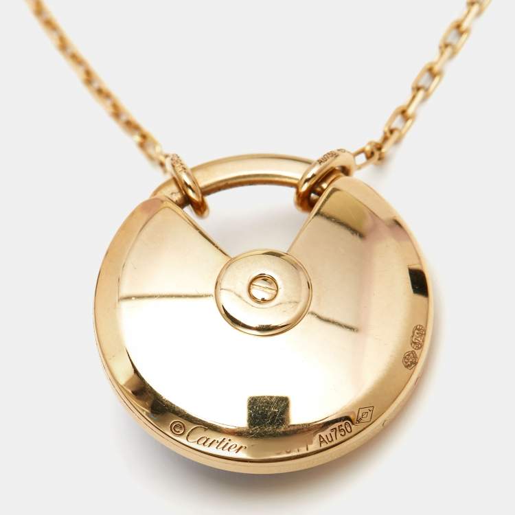 Pre Owned Cartier Amulette De Cartier Lapis Lazuli Diamond 18k Yellow Gold Small Model Necklace