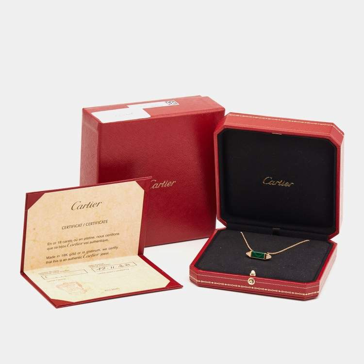 مملوكة مسبقًا Cartier Les Berlingots De Cartier Malachite & Diamond 18K Yellow Gold Medium Model Pendant Necklace
