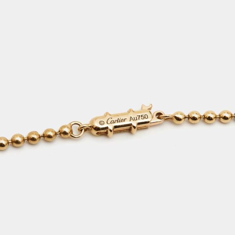 Pre Owned Cartier Panthère de Cartier Diamond Garnet Lacquer 18k Yellow Gold Necklace