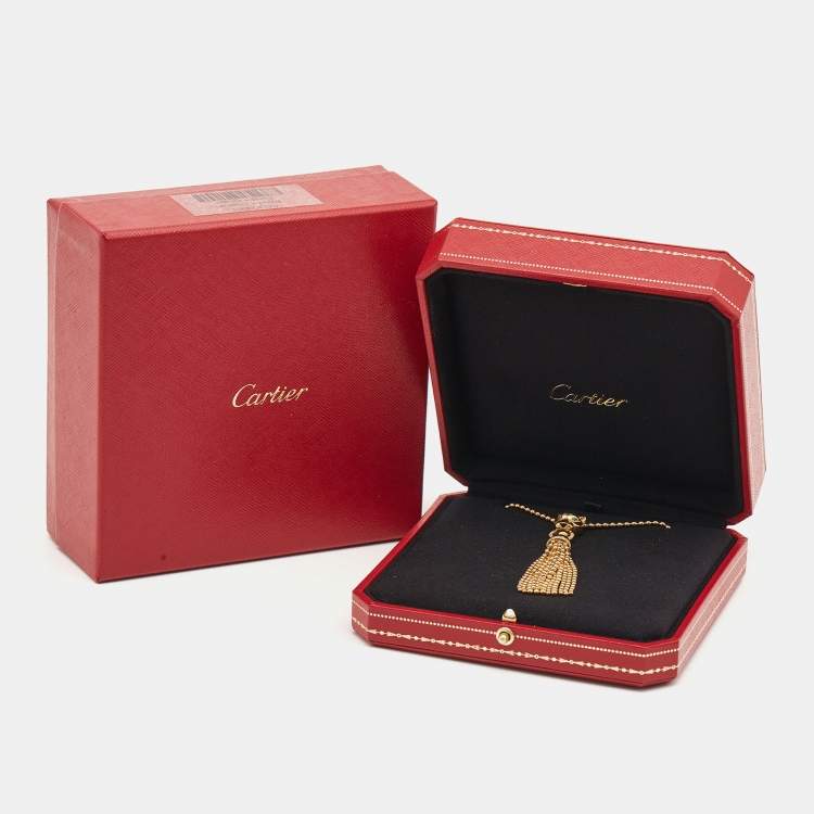 Pre Owned Cartier Panthère de Cartier Diamond Garnet Lacquer 18k Yellow Gold Necklace