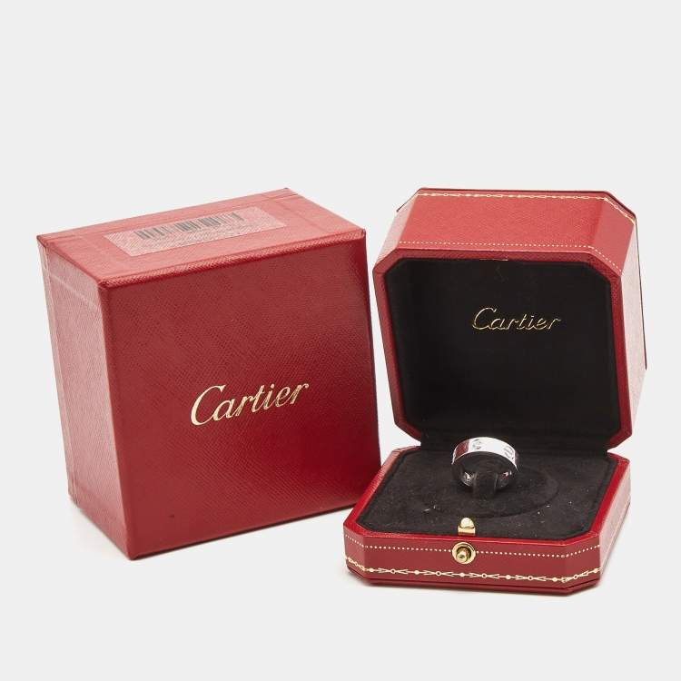 Pre Owned Cartier Love  3 Diamond 18k White Gold Band RIng Size 49