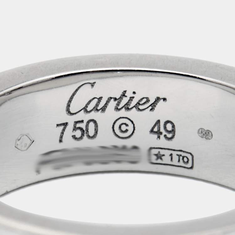 Pre Owned Cartier Love  3 Diamond 18k White Gold Band RIng Size 49