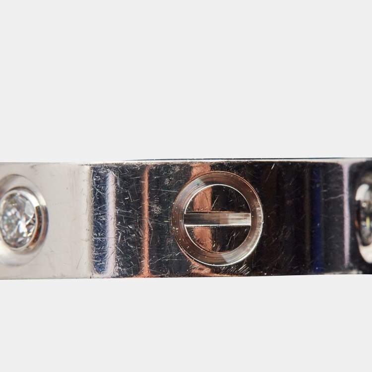 Pre Owned Cartier Love  3 Diamond 18k White Gold Band RIng Size 49