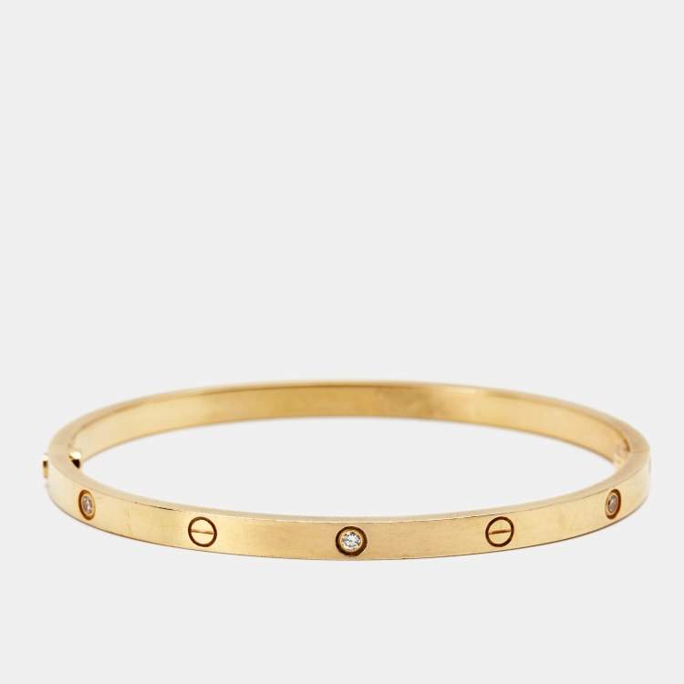 Pre Owned Cartier Love 6 Diamonds 18k Yellow Gold Small Model Bracelet