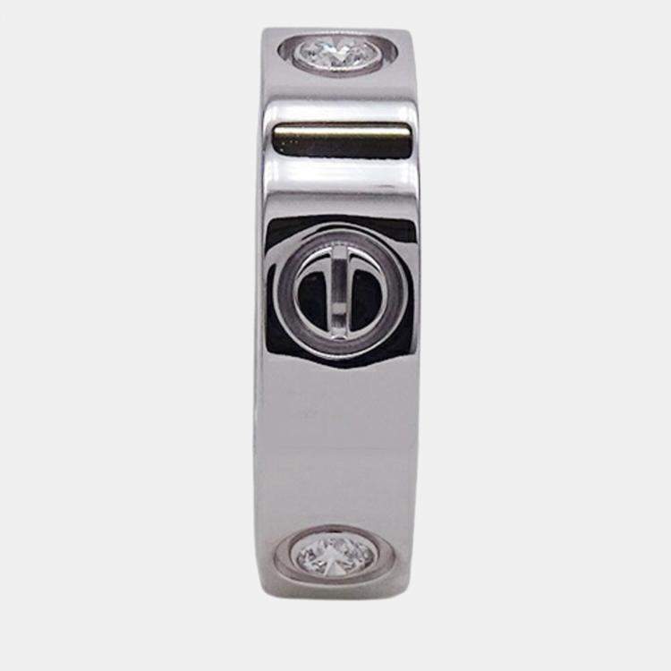 Pre Owned Cartier Love 18K White Gold Diamond Ring EU 53