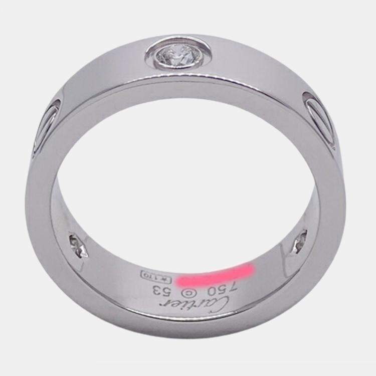 Pre Owned Cartier Love 18K White Gold Diamond Ring EU 53