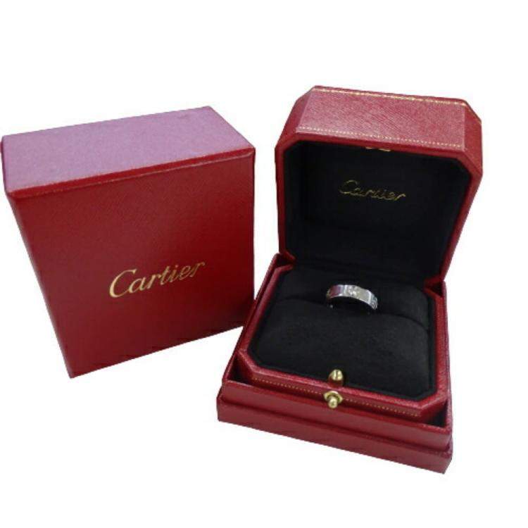 Pre Owned Cartier Love 18K White Gold Diamond Ring EU 53
