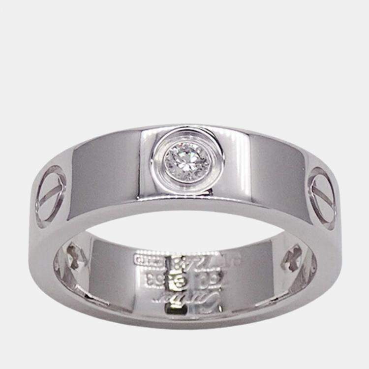 Pre Owned Cartier Love 18K White Gold Diamond Ring EU 53