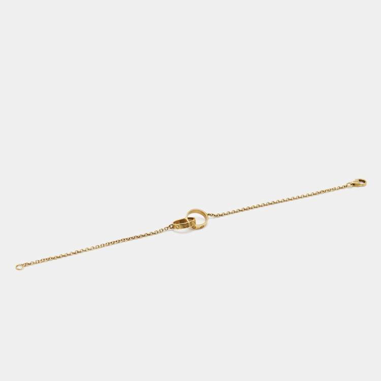 Pre Owned Cartier Love Interlocking 2 Hoops 18K Yellow Gold Bracelet