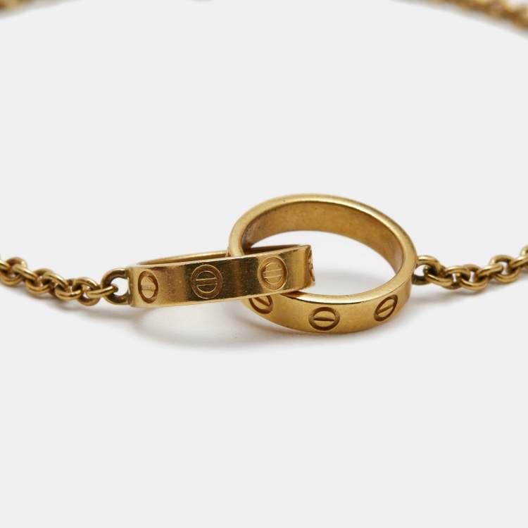 Pre Owned Cartier Love Interlocking 2 Hoops 18K Yellow Gold Bracelet