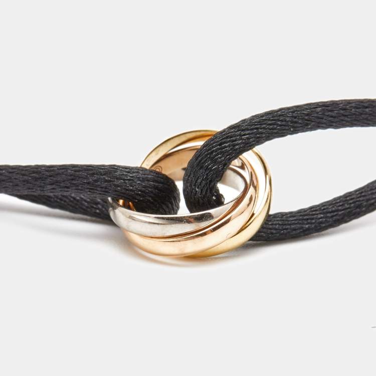 Nylon Thread With Silver Double Hoop Indah Bracelet (Black