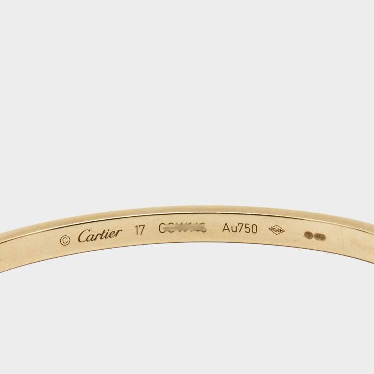 Pre Owned Cartier Love 18k Yellow Gold  Small Model Bracelet 17