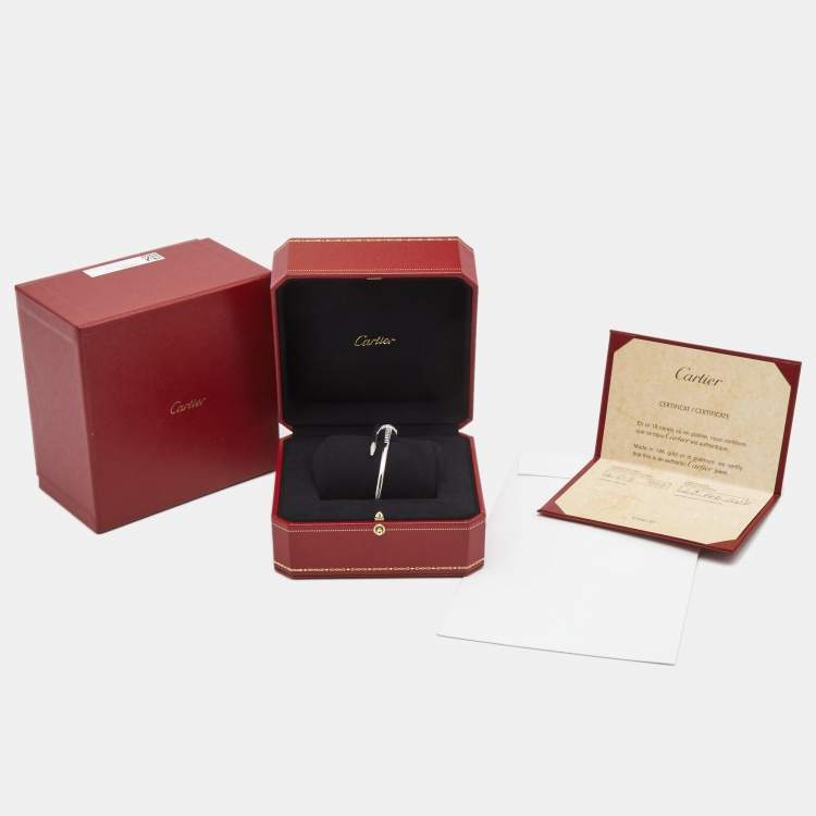 Pre Owned Cartier Juste Un Clou Diamond 18k White Gold Bracelet 18