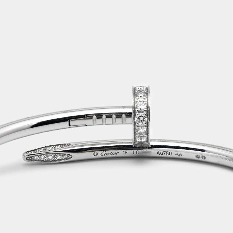 Pre Owned Cartier Juste Un Clou Diamond 18k White Gold Bracelet 18