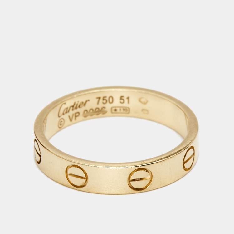 Pre Owned Cartier Love 18K Yellow Gold Wedding Band Ring Size 51