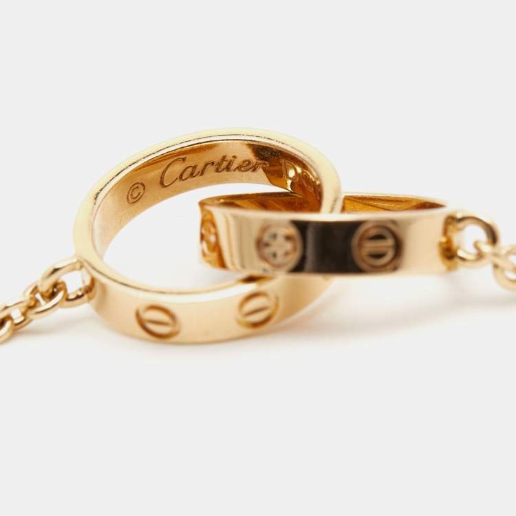 Pre Owned Cartier Love Interlocking 2 Hoops 18K Yellow Gold Necklace