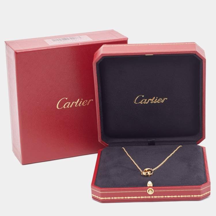 Pre Owned Cartier Love Interlocking 2 Hoops 18K Yellow Gold Necklace
