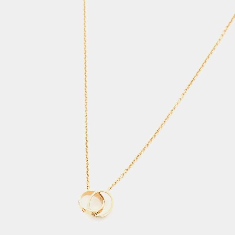 Pre Owned Cartier Love Interlocking 2 Hoops 18K Yellow Gold Necklace